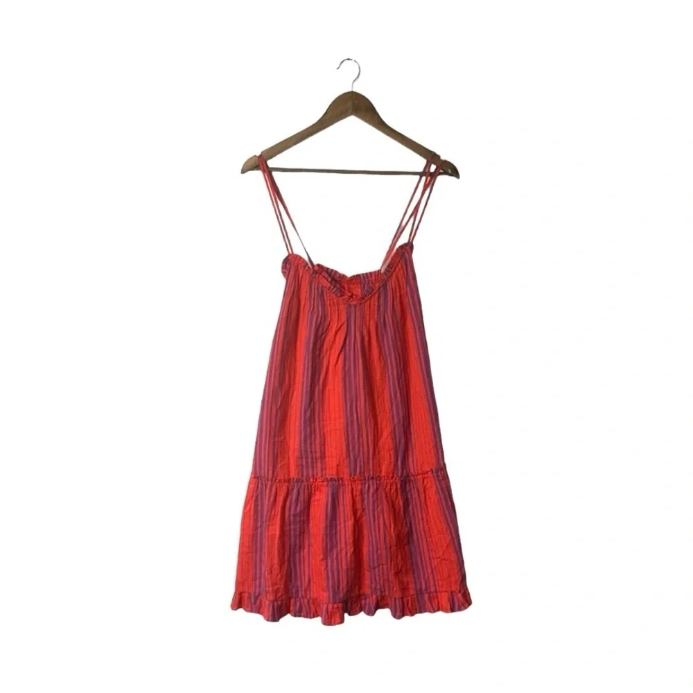NEW Universal Thread Red Purple Gauzy Cotton Mini Dress Straps Cotton Size XL - Picture 2 of 8